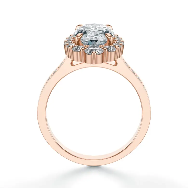 Pierścionek z owalnym diamentem różowe złoto SBP_022